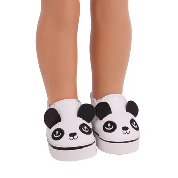 14,5-Дюймовая обувь для кукол для девочек, Милая Белая Обувь в форме Панды, Американские Лоферы для новорожденных, детские игрушки, подходящие для 16-дюймовых девочек и кукол Milo x39