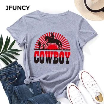 JFUNCY/ Женская футболка, Летние хлопковые топы с коротким рукавом, Женская футболка с буквенным рисунком, 5XL, Женская Свободная рубашка оверсайза