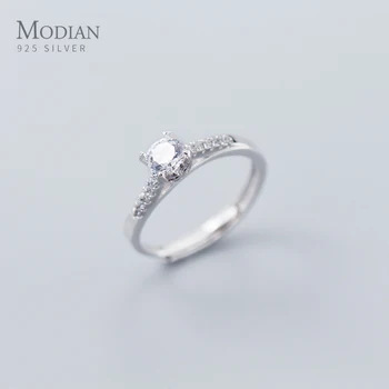 Новое блестящее кольцо Modian из стерлингового серебра 925 пробы с цирконием AAA; Открытое Регулируемое кольцо для женщин; Модный Свадебный подарок на Помолвку; изысканные ювелирные изделия