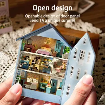 Новый Diy Деревянный Миниатюрный Строительный Набор Домики С Мебелью Light Molan Mini Casa House Игрушки ручной Работы Для Девочек Gi F1p7